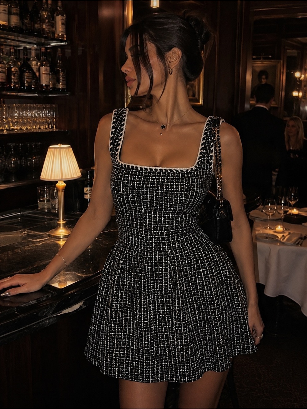 ✨ CIDER Tweed U-Neckline Solid Mini Dress ✨
